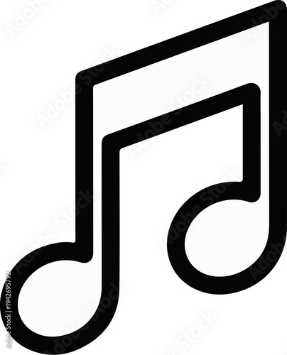 A black and white icon of a musical note