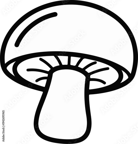 A simple black and white outline of a mushroom