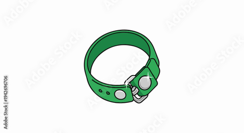 A simple green wristband with silver accents and clasp
