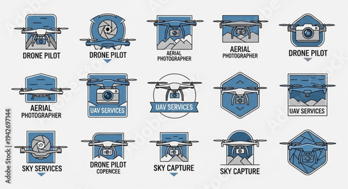 Collection of Drone Pilot and Sky Capture Logos and Badges.