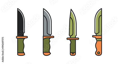 Survival Knife Line art vector modern dynamic abstract color
