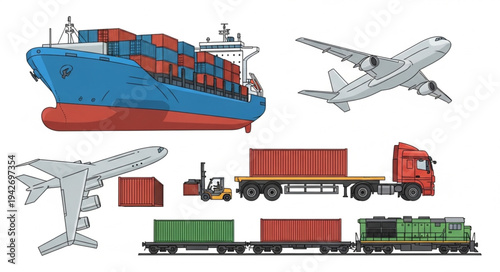 Global Logistics Transportation Modes Display.