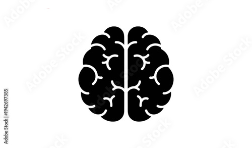 A minimalist black and white illustration of a human brain