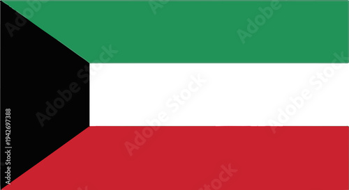 A national flag with horizontal stripes of green, white, and red, and a black trapezoid