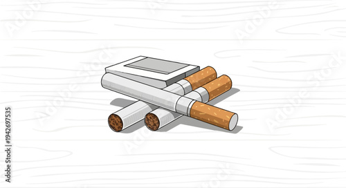 A pack and loose cigarettes rest on a wooden surface