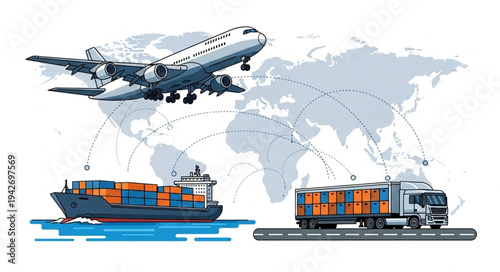 Global Logistics Transportation Modes Display.