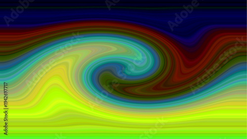 Colorful abstract fluid wave pattern showing dynamic swirling motion with vibrant gradient spectrum and artistic flow design