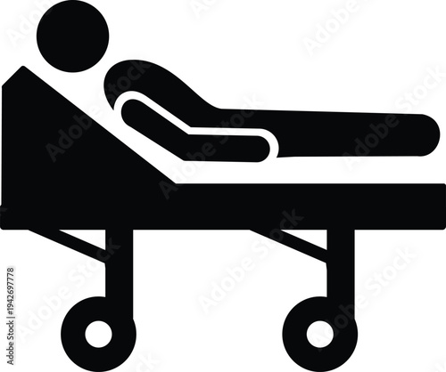 Minimalist medical stretcher with patient icon