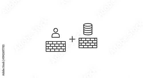 Person and Coins Stacked on Brick Walls with Plus Sign.