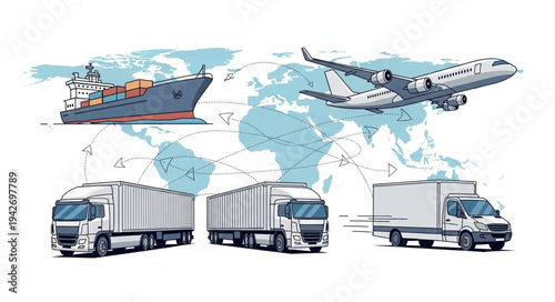 Global Logistics Transportation Modes Illustrated.