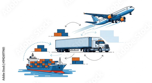 Global Logistics Transportation Modes Illustrated.