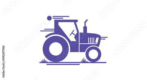 Purple Tractor Icon Illustrating Agricultural Machinery in Motion.