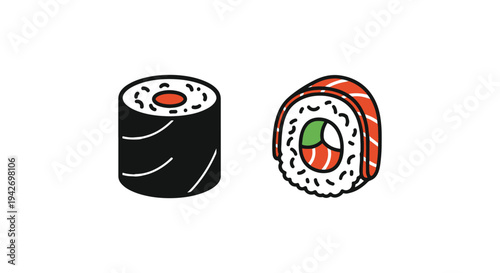 Sushi Maki California Roll minimal abstract theme illustration