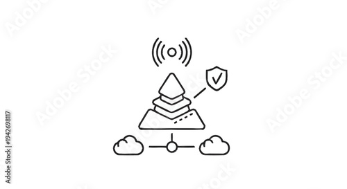 Secure cloud network infrastructure with wireless connectivity and data protection.