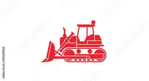 Red bulldozer illustration on a white background.