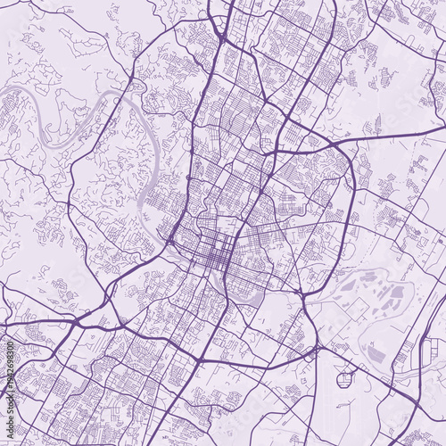 Austin City Map Sophisticated Geometric Urban Topography Featuring Meticulous Linework and Balanced Composition in a Timeless Minimalist Soft Lavender Blueprint Aesthetic for Home Decor.