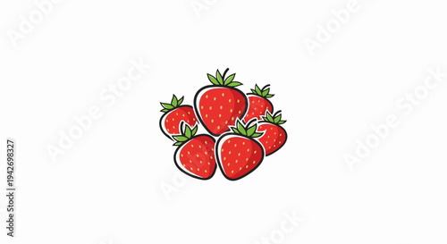 A cluster of red, ripe strawberries with green leaves and yellow seeds