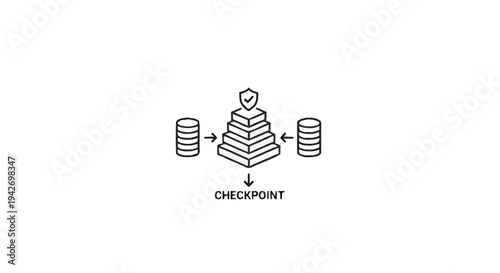 Secure data checkpoint with database synchronization illustration.