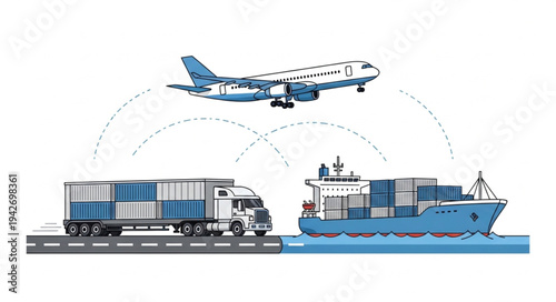 Global Logistics Transportation by Air Sea Land.
