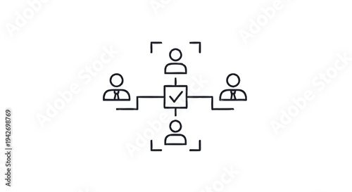 Organizational structure with connected people and a central task.