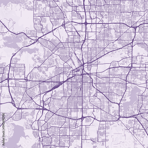 Fort Worth City Map Sophisticated Geometric Urban Topography Featuring Meticulous Linework and Balanced Composition in a Timeless Minimalist Soft Lavender Blueprint Aesthetic for Modern Living.