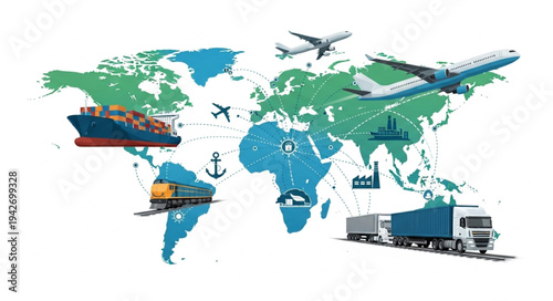 Global Logistics Transportation Map Illustration.