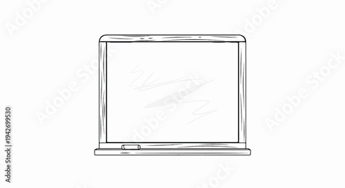 A simple line drawing of a blank whiteboard with chalk and faint erased marks