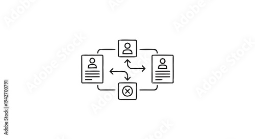 Organizational structure with people and tasks flow.