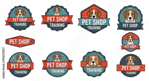 Collection of Pet Shop Training Logos with Dog Illustrations.