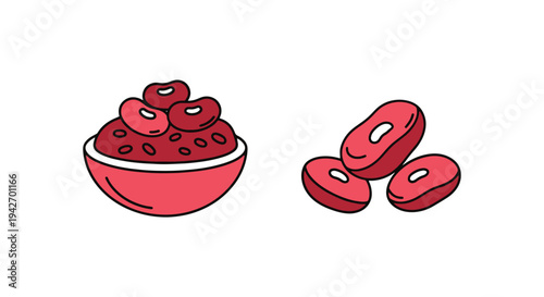 Sweet Red Bean Paste Line art creative pastel abstract color illustration