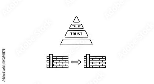 Pyramid of Trust and Security Barrier Illustration.