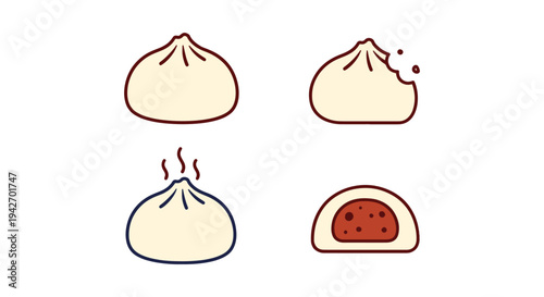 Steamed Bun Line art vector creative vibrant abstract tone