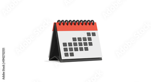 Calendar Icon with Red Top and White Pages Displaying a Grid