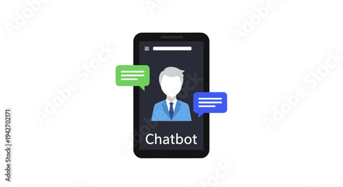 Digital assistant chatbot technology on a mobile phone screen for modern communication and virtual support