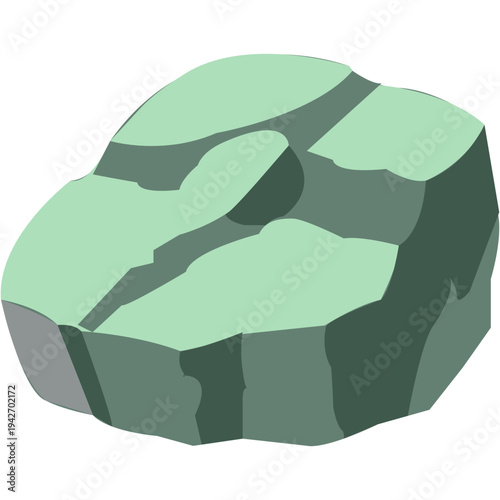 Light green angular rock with faceted surfaces perfect for geological illustrations, landscape design, and natural stone graphics with flat vector style.