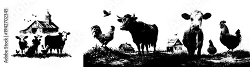 Farm Animals in a Rural Scene