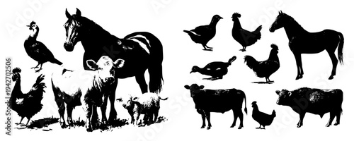 Rural Harmony: A Silhouette of Farm Life