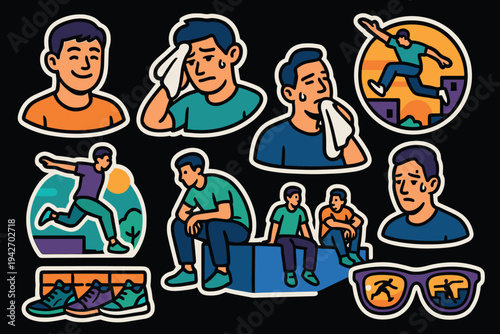 Wallpaper Mural Urban adventure and emotions in colorful sticker art style Torontodigital.ca