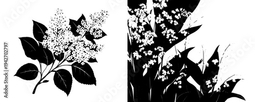 Wildflowers in a Vase - A Black and White Floral Silhouette