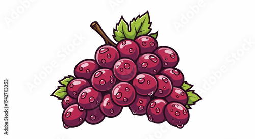 A bunch of ripe, juicy red grapes with water droplets