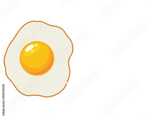 A cartoon-style fried egg with a bright yellow yolk and white albumen