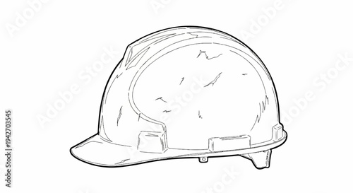 A black and white line drawing of a hard hat for safety