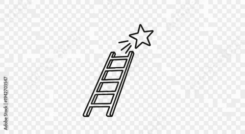 A simple line drawing of a ladder reaching towards a star