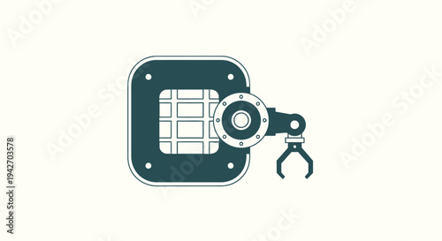 Robotic Arm Manipulating a Grid Interface Panel.