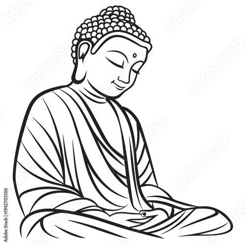 A serene Buddha figure with closed eyes and a gentle smile, conveying a sense of peace and enlightenment.