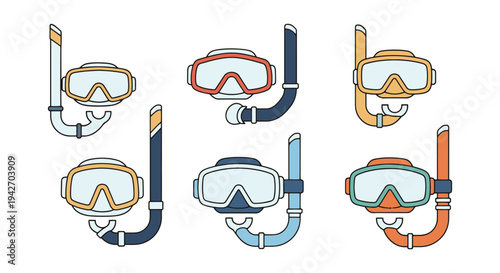 Swim Snorkel Line art vector colorful abstract modern illustration