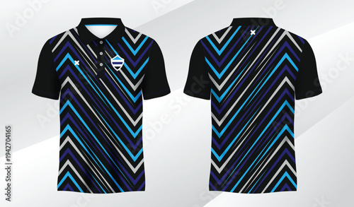 blue  and black polo sport shirt sublimation jersey template