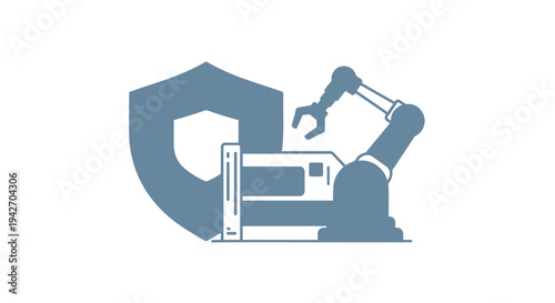 Robotic Arm Protecting Industrial Equipment with Shield.