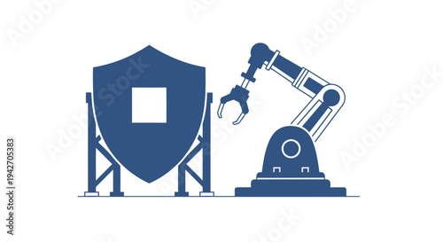 Robotic Arm Protecting Shield with Square Symbol.