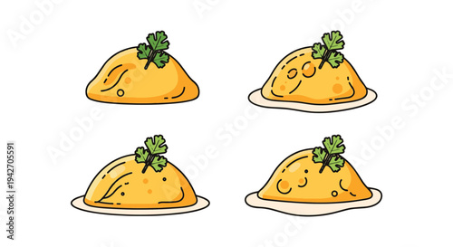 Thai Omelette Line art vector minimal abstract concept illustration